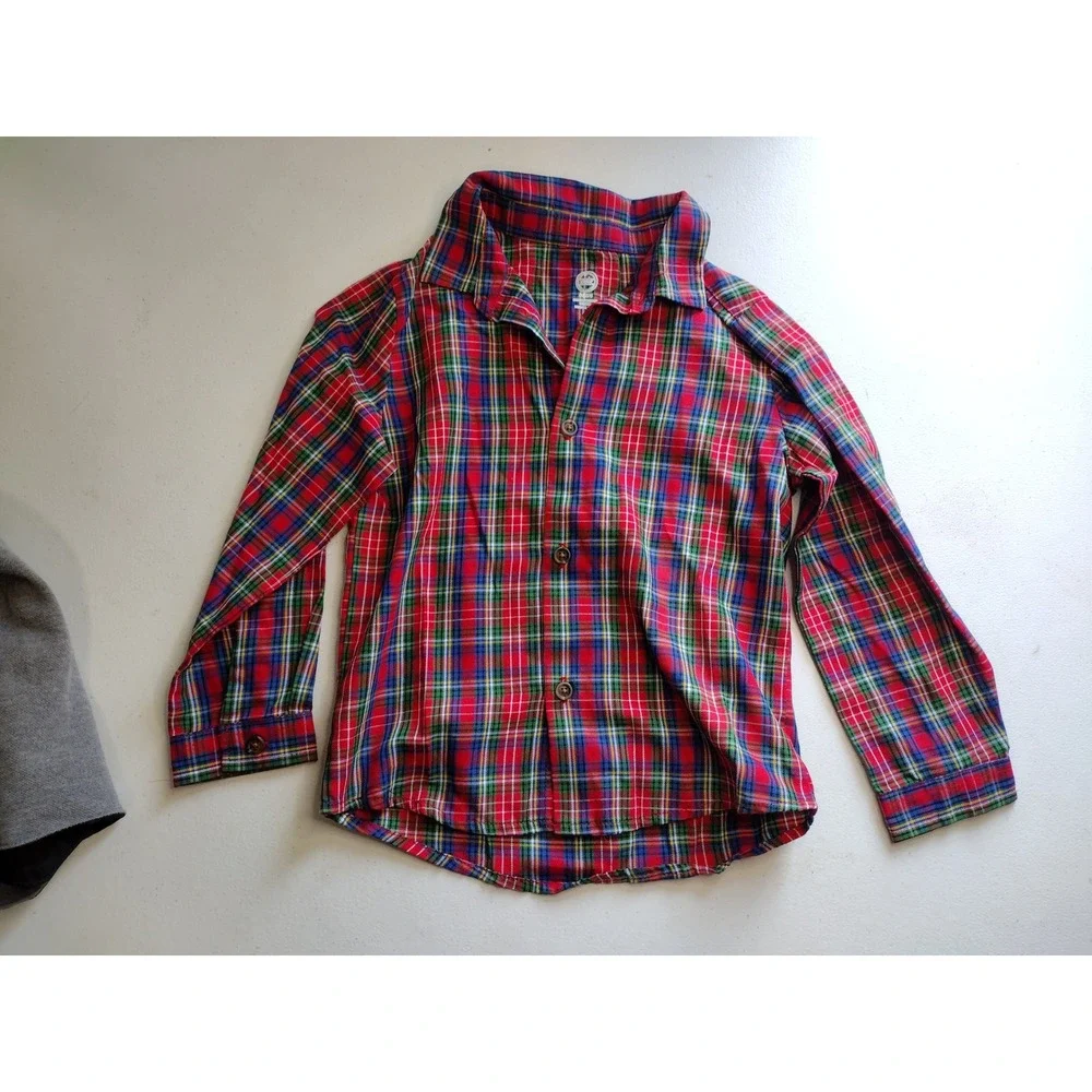 Wonder Nation Boys 3pc Holiday Set Plaid‎ Shirt Grey Vest Black Pants 5T